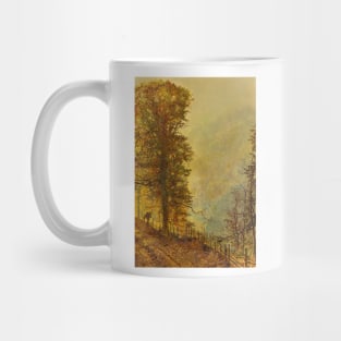 A Rabbit Hunter On A Riverside Road by John Atkinson Grimshaw Mug